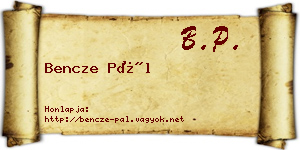 Bencze Pál névjegykártya